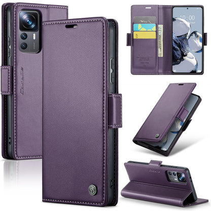 Xiaomi 12T/12T Pro Leather Wallet Case - RFID Blocking, Stand Function, Card Slots