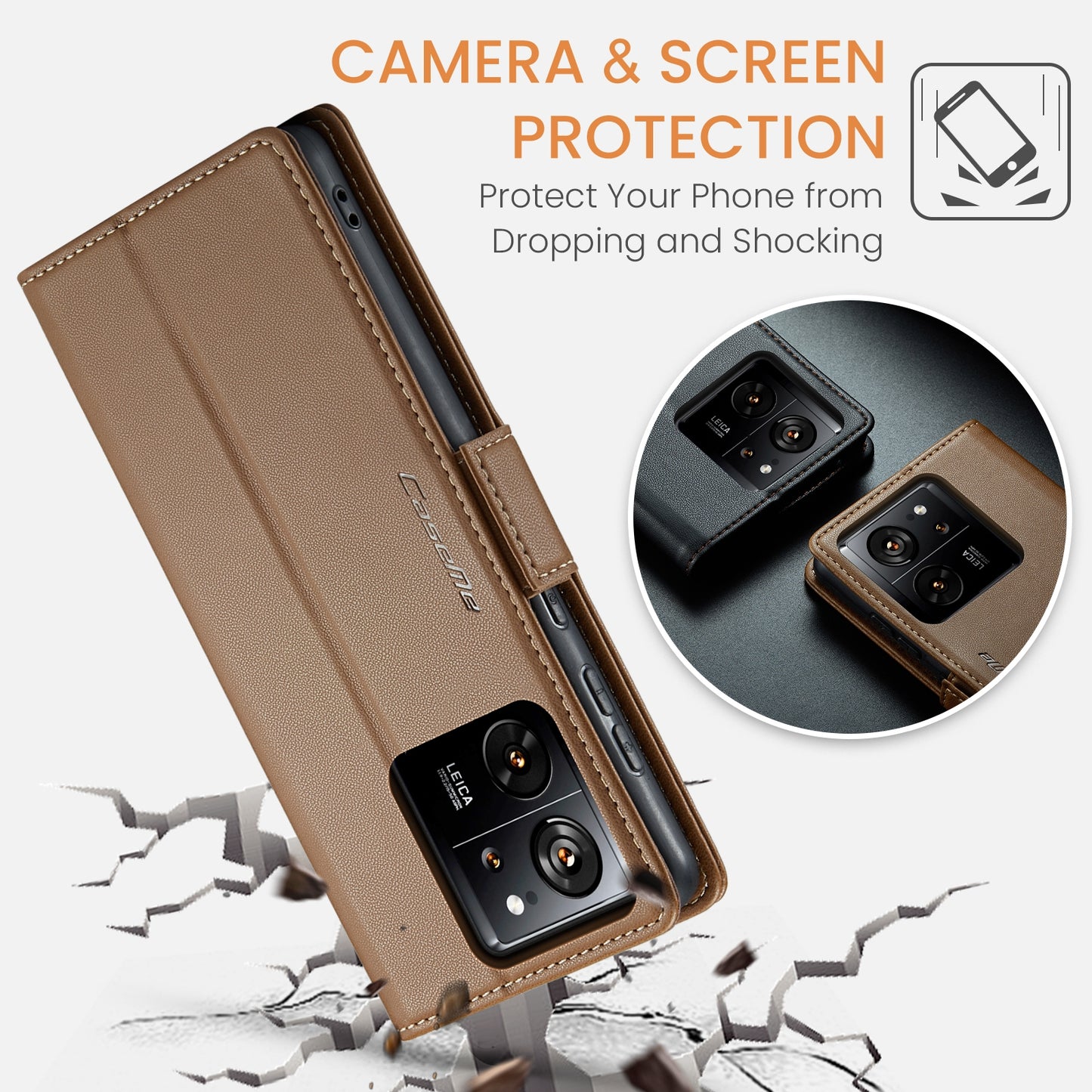 Xiaomi 13T/13T Pro Leather Wallet Case - RFID Blocking, Stand Function, Card Slots