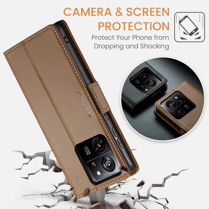 Xiaomi 13T/13T Pro Leather Wallet Case - RFID Blocking, Stand Function, Card Slots