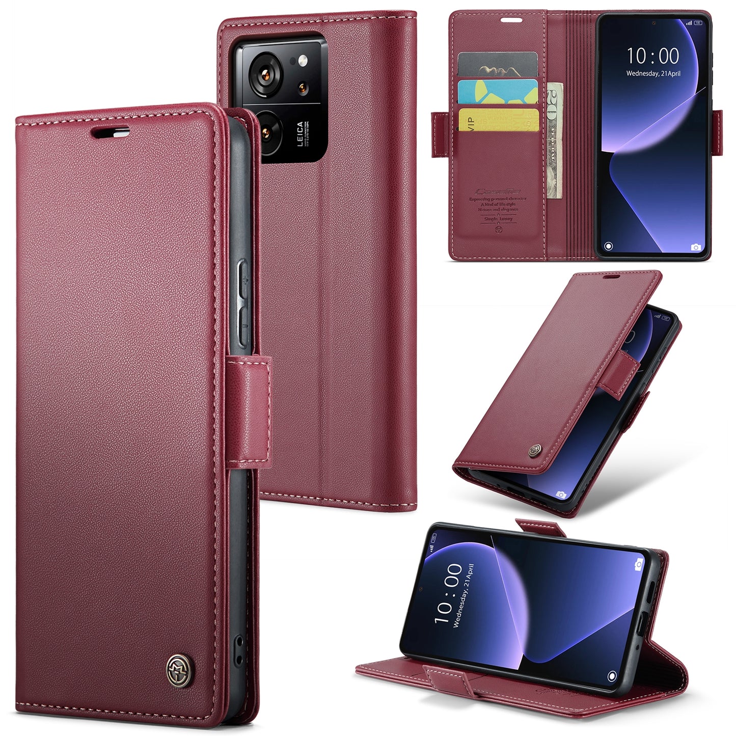 Xiaomi 13T/13T Pro Leather Wallet Case - RFID Blocking, Stand Function, Card Slots