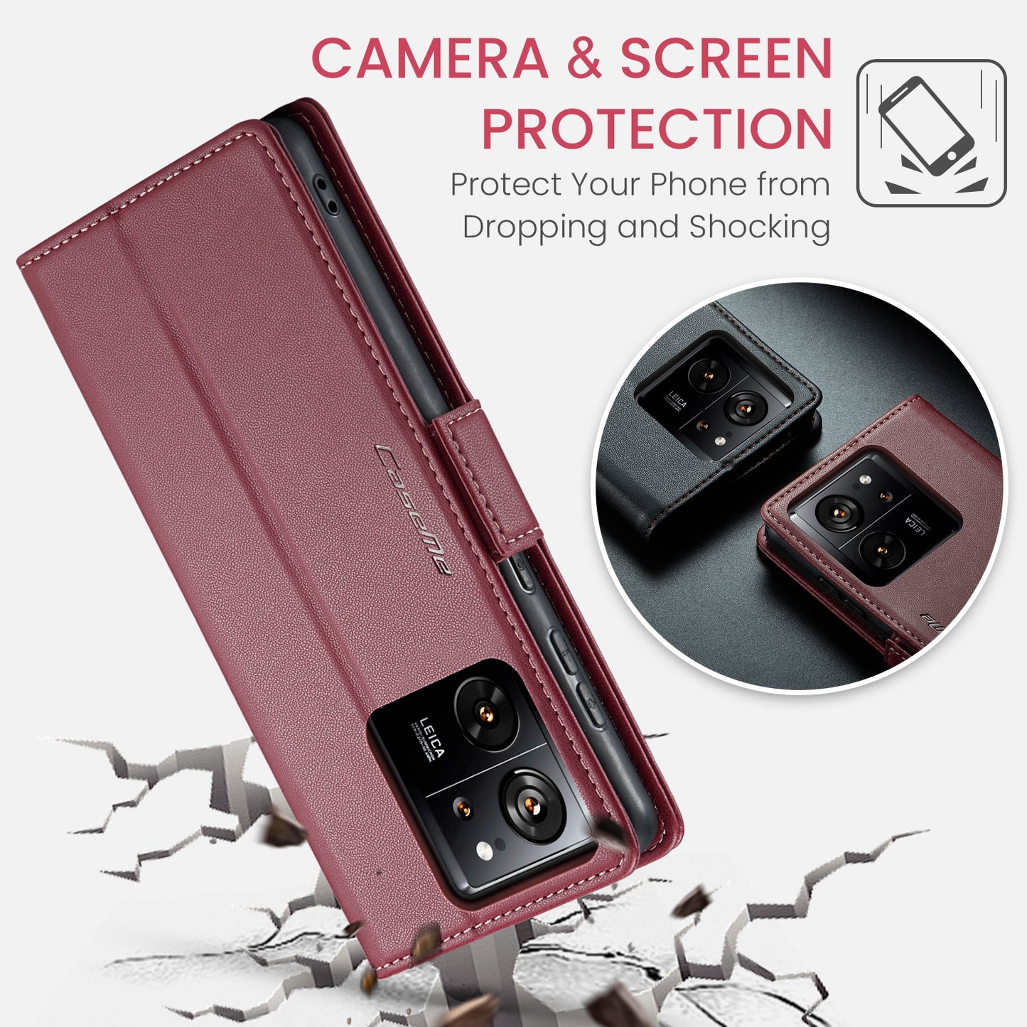 Xiaomi 13T/13T Pro Leather Wallet Case - RFID Blocking, Stand Function, Card Slots