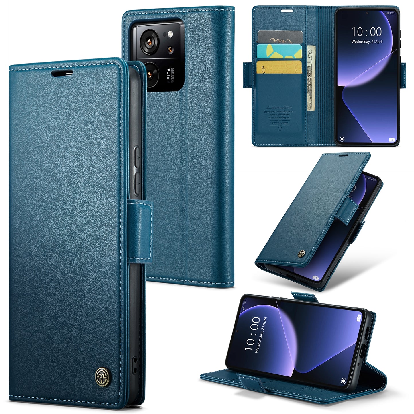 Xiaomi 13T/13T Pro Leather Wallet Case - RFID Blocking, Stand Function, Card Slots