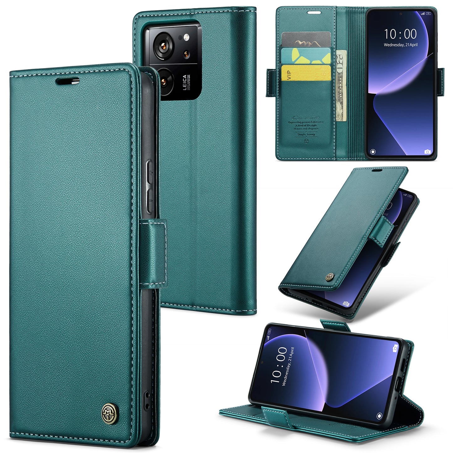 Xiaomi 13T/13T Pro Leather Wallet Case - RFID Blocking, Stand Function, Card Slots