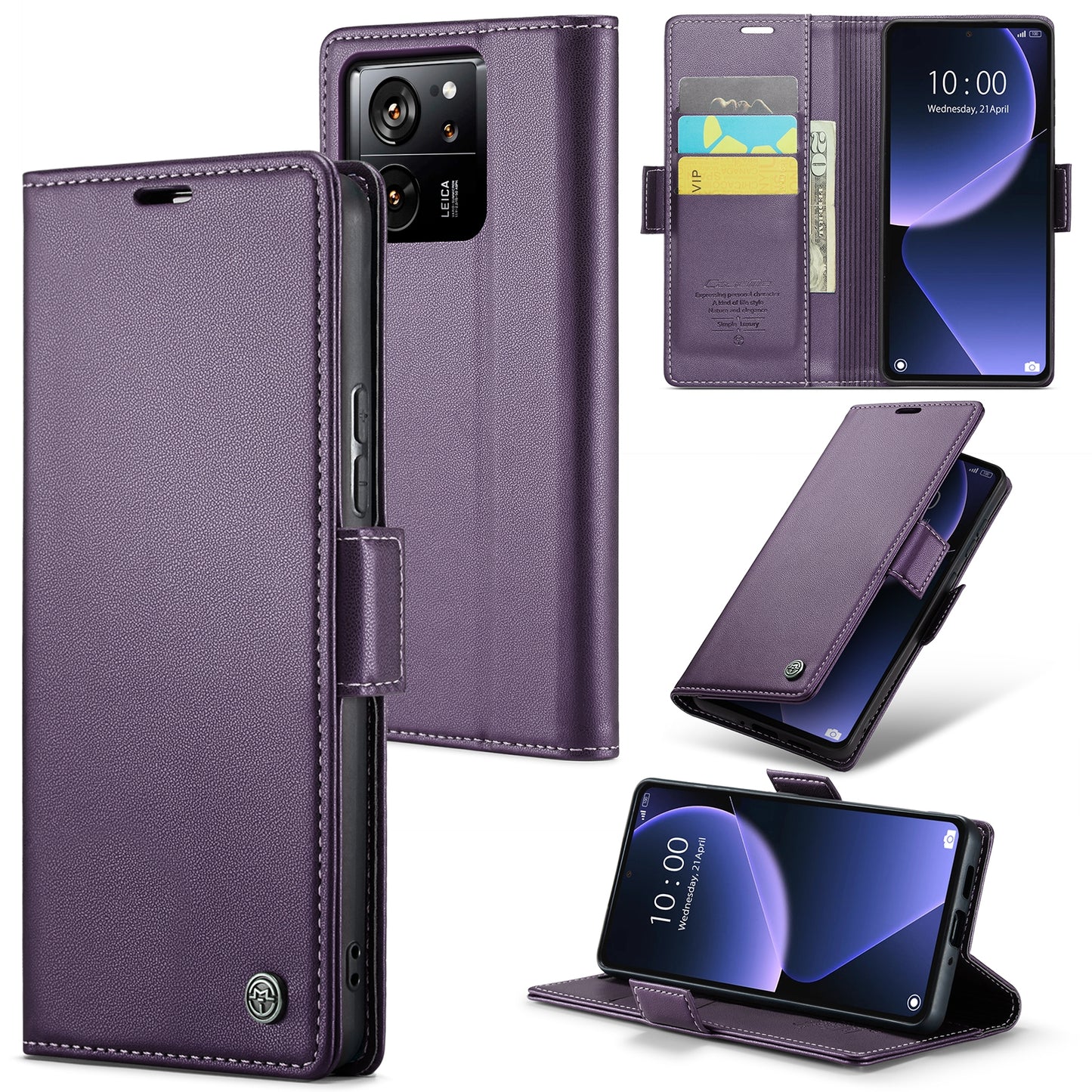 Xiaomi 13T/13T Pro Leather Wallet Case - RFID Blocking, Stand Function, Card Slots