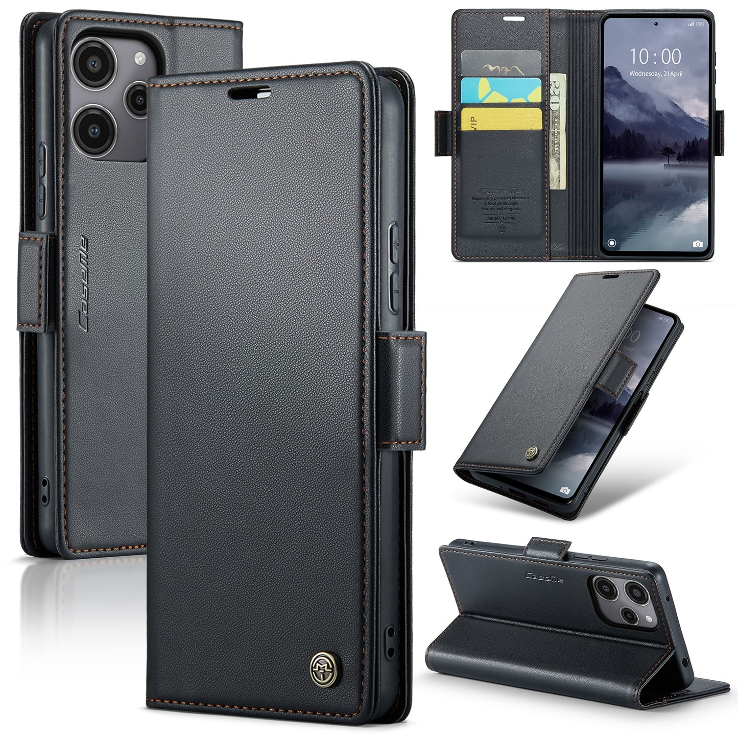 Xiaomi Redmi 12 4G／12 5G Leather Wallet Case - RFID Blocking, Stand Function, Card Slots