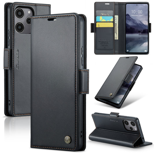Xiaomi Redmi 12 4G／12 5G Leather Wallet Case - RFID Blocking, Stand Function, Card Slots