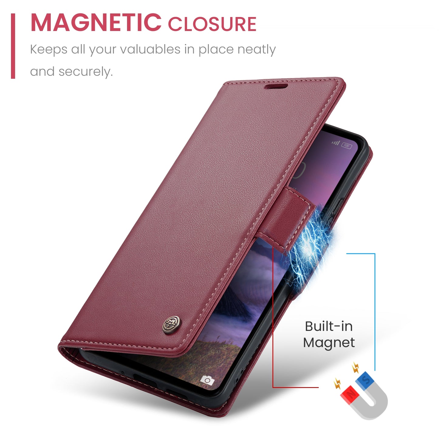 Xiaomi Note 12R Leather Wallet Case - RFID Blocking, Stand Function, Card Slots