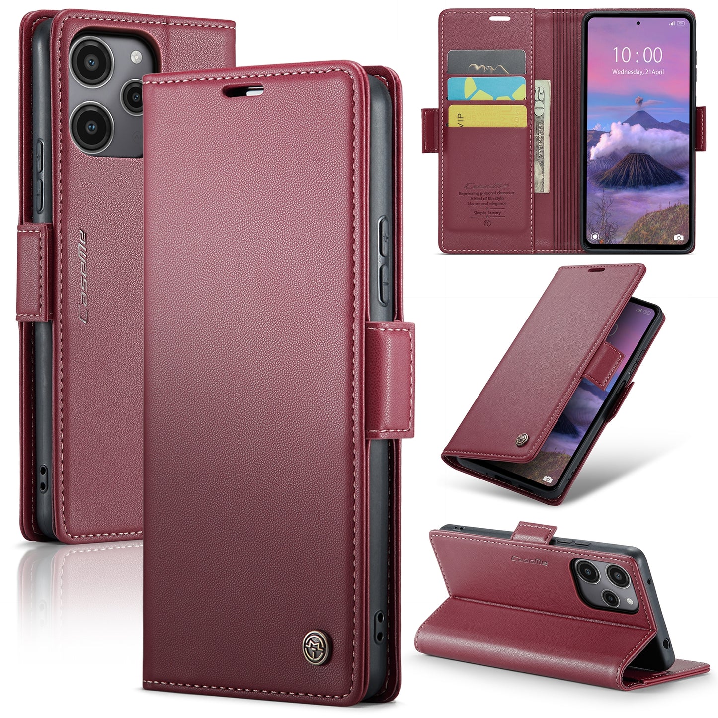 Xiaomi Note 12R Leather Wallet Case - RFID Blocking, Stand Function, Card Slots
