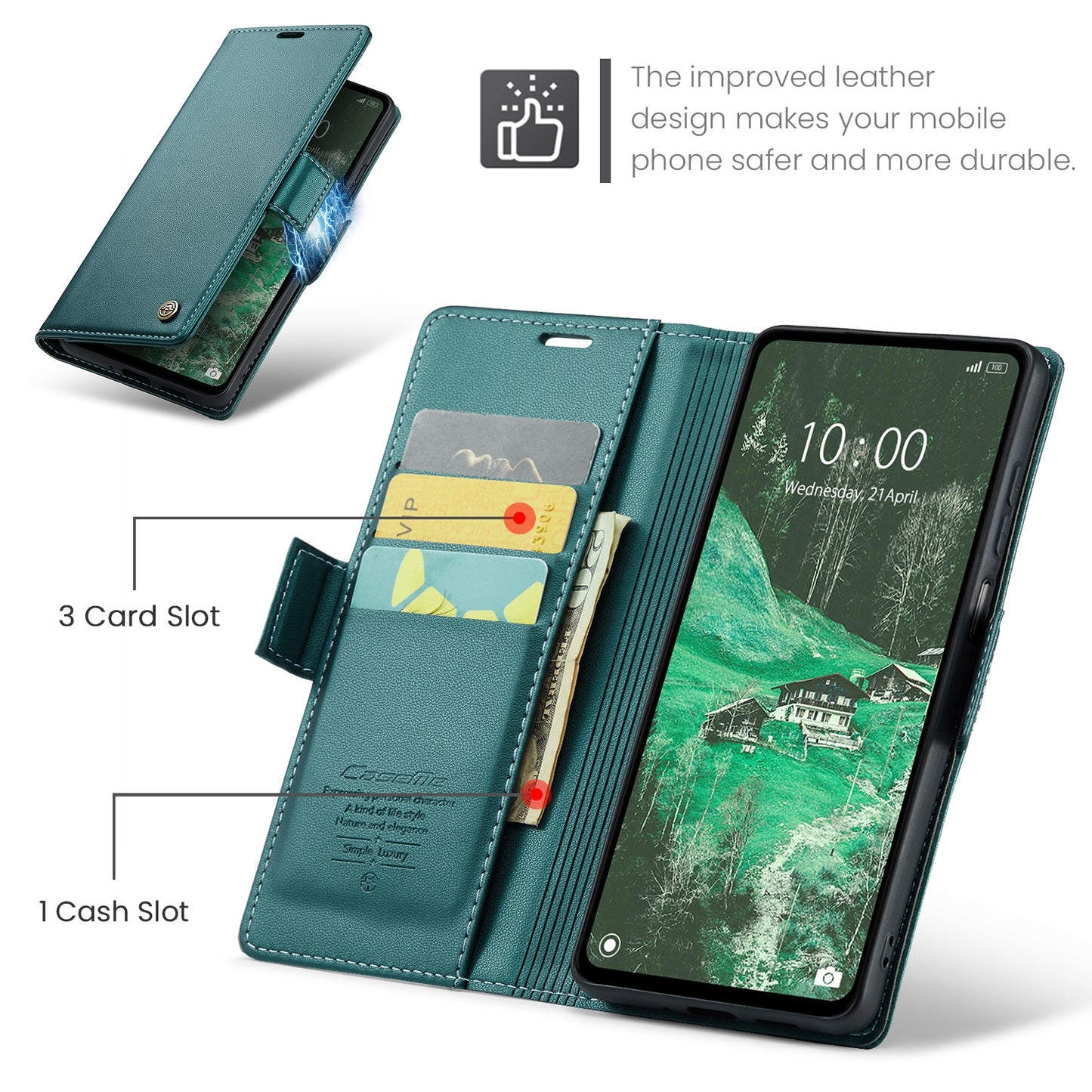 Xiaomi Note 12R Leather Wallet Case - RFID Blocking, Stand Function, Card Slots