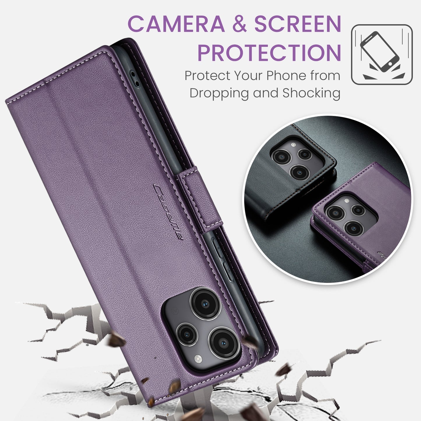 Xiaomi Redmi 12 4G／12 5G Leather Wallet Case - RFID Blocking, Stand Function, Card Slots