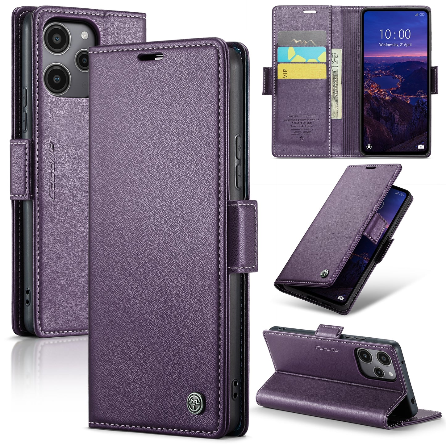 Xiaomi POCO M6 Pro 5G Leather Wallet Case - RFID Blocking, Stand Function, Card Slots