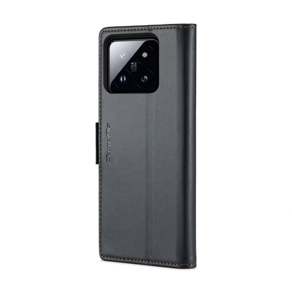 Xiaomi 14 Pro Leather Wallet Case - RFID Blocking, Stand Function, Card Slots
