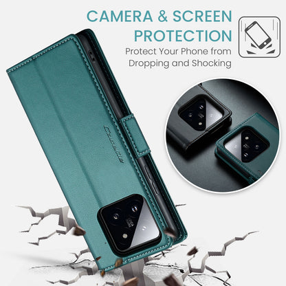 Xiaomi 14 Pro Leather Wallet Case - RFID Blocking, Stand Function, Card Slots
