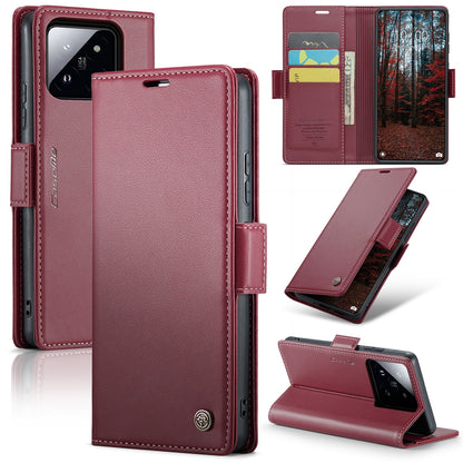 Xiaomi 14 Leather Wallet Case - RFID Blocking, Stand Function, Card Slots