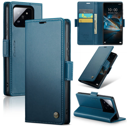 Xiaomi 14 Leather Wallet Case - RFID Blocking, Stand Function, Card Slots