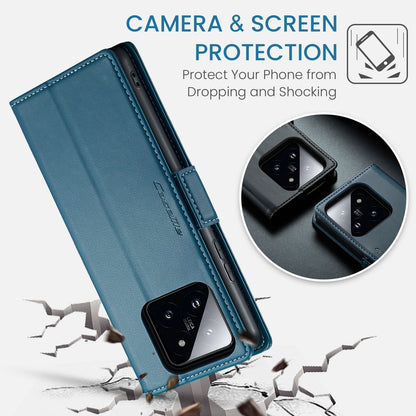 Xiaomi 14 Leather Wallet Case - RFID Blocking, Stand Function, Card Slots