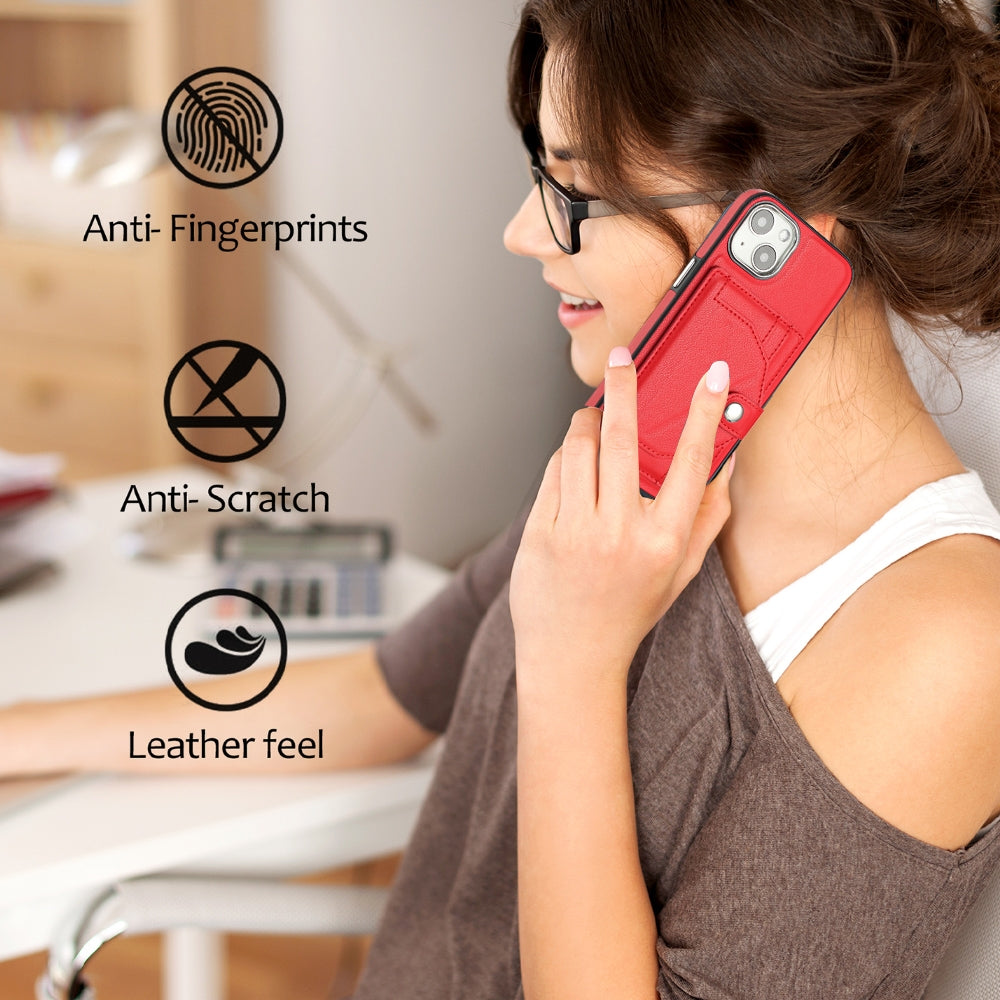 iPhone 14 Shockproof Leather Phone Case with Card Holder - Stylish, Durable, and Convenient