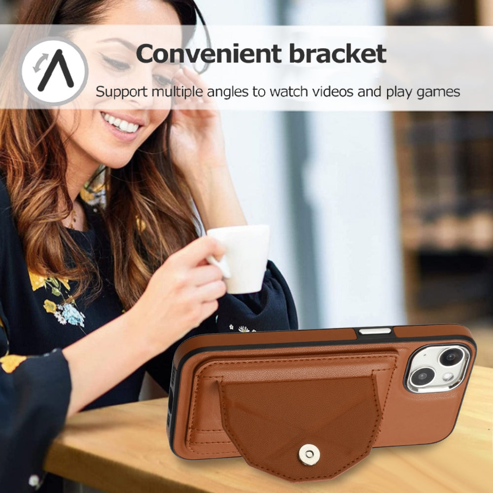 iPhone 14 Shockproof Leather Phone Case with Card Holder - Stylish, Durable, and Convenient