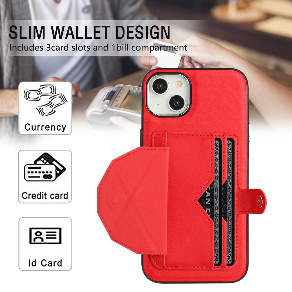 iPhone 14 Plus Shockproof Leather Phone Case with Card Holder - Stylish, Durable, and Convenient