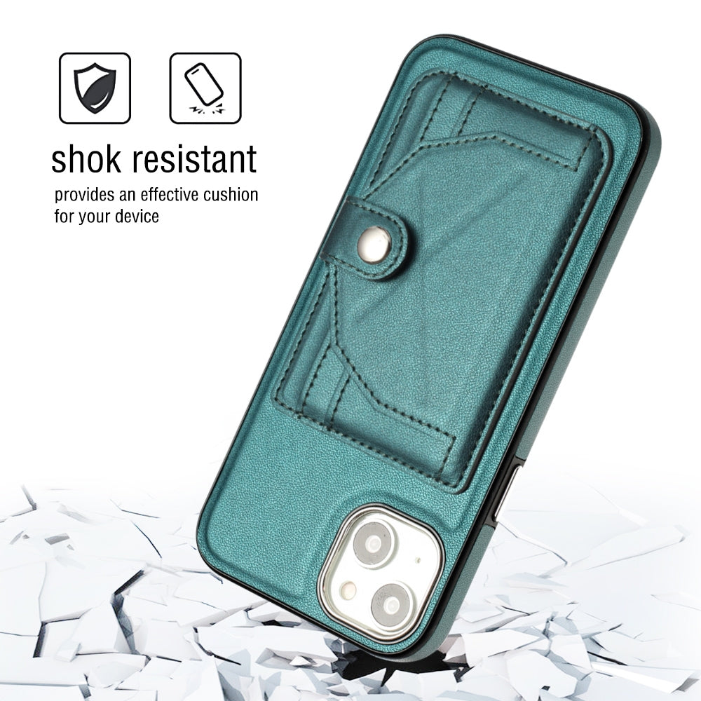 iPhone 14 Plus Shockproof Leather Phone Case with Card Holder - Stylish, Durable, and Convenient