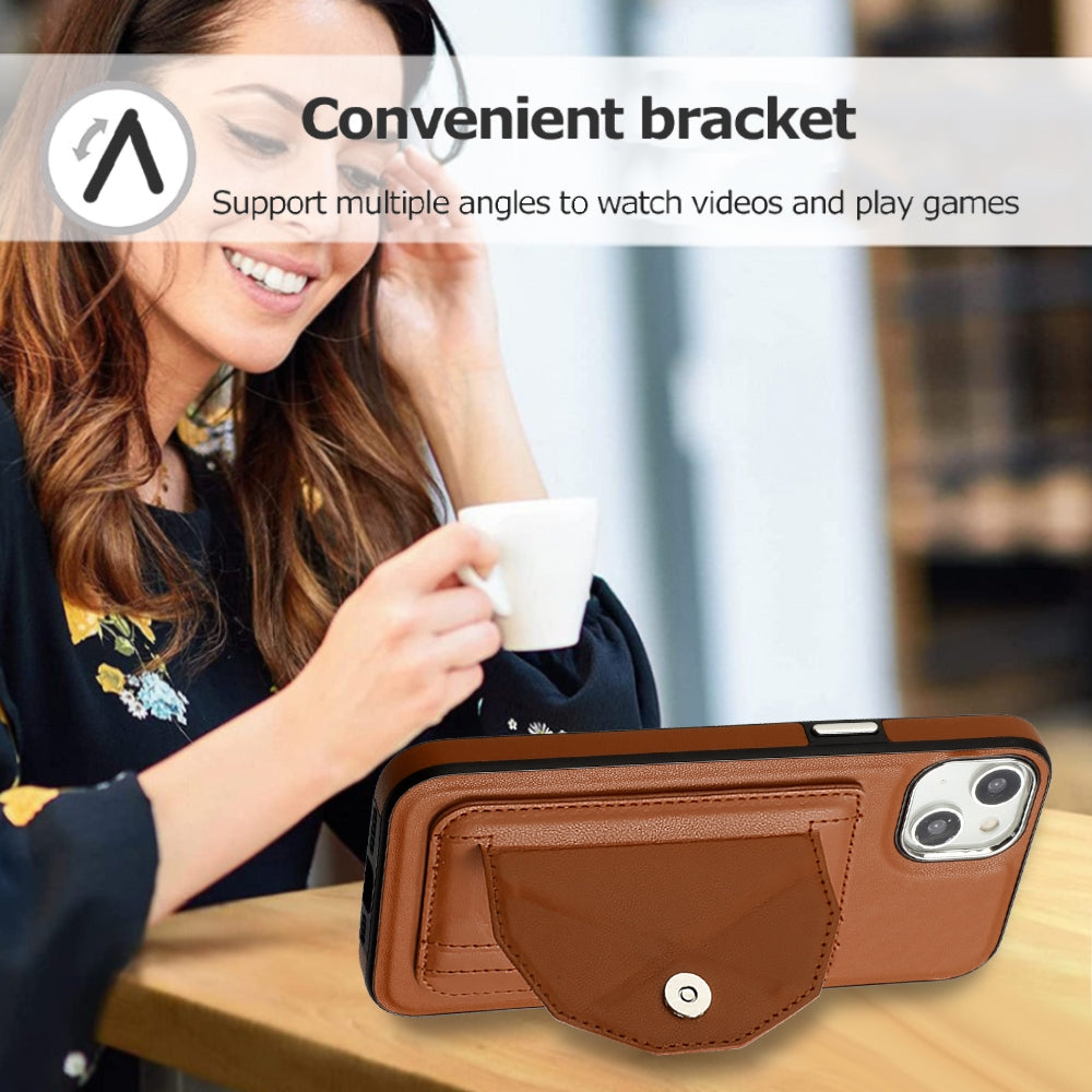 iPhone 14 Plus Shockproof Leather Phone Case with Card Holder - Stylish, Durable, and Convenient