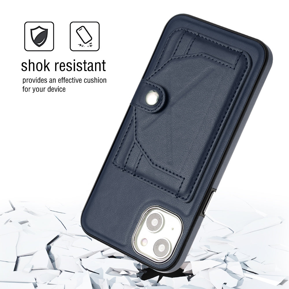 iPhone 14 Plus Shockproof Leather Phone Case with Card Holder - Stylish, Durable, and Convenient