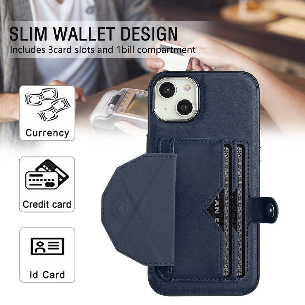 iPhone 14 Plus Shockproof Leather Phone Case with Card Holder - Stylish, Durable, and Convenient