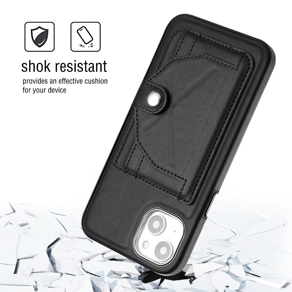 iPhone 14 Plus Shockproof Leather Phone Case with Card Holder - Stylish, Durable, and Convenient