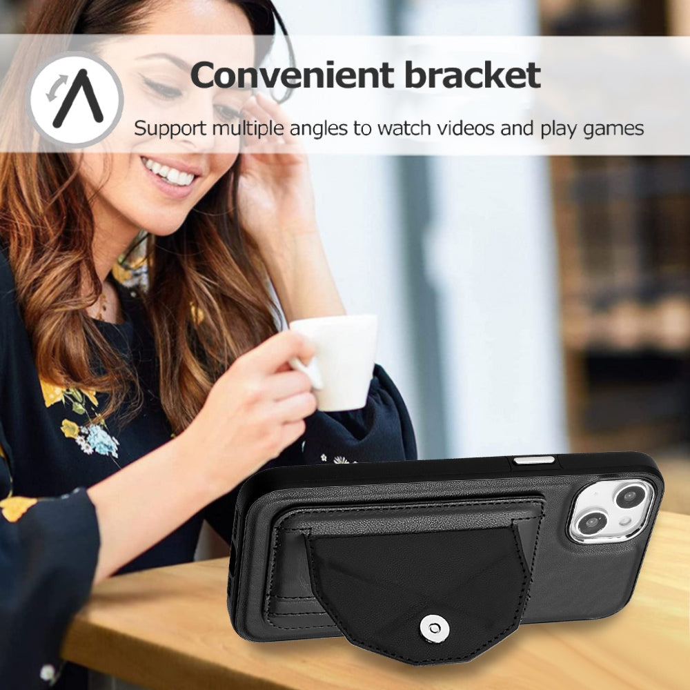iPhone 14 Plus Shockproof Leather Phone Case with Card Holder - Stylish, Durable, and Convenient