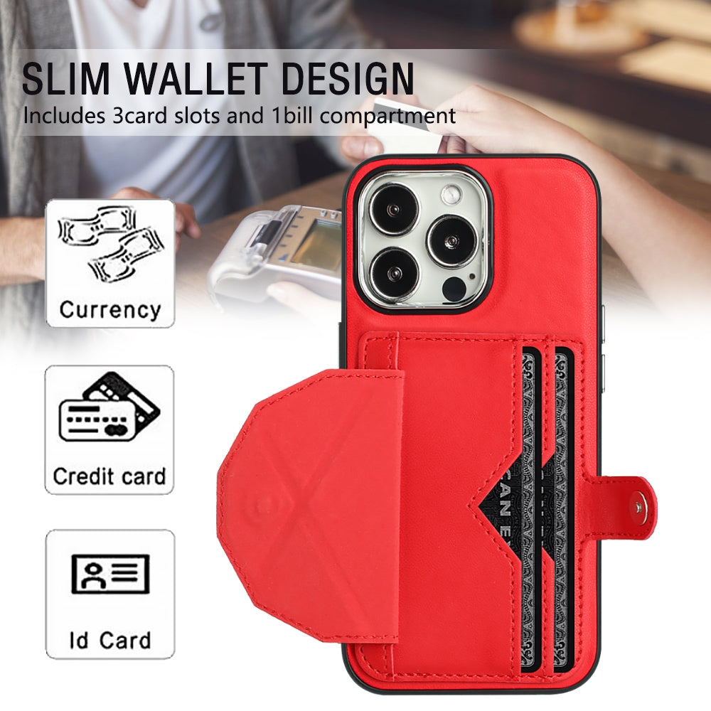 iPhone 14 Pro Shockproof Leather Phone Case with Card Holder - Stylish, Durable, and Convenient