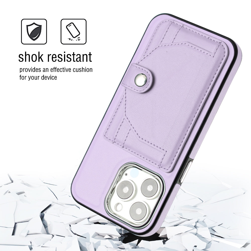 iPhone 14 Pro Shockproof Leather Phone Case with Card Holder - Stylish, Durable, and Convenient