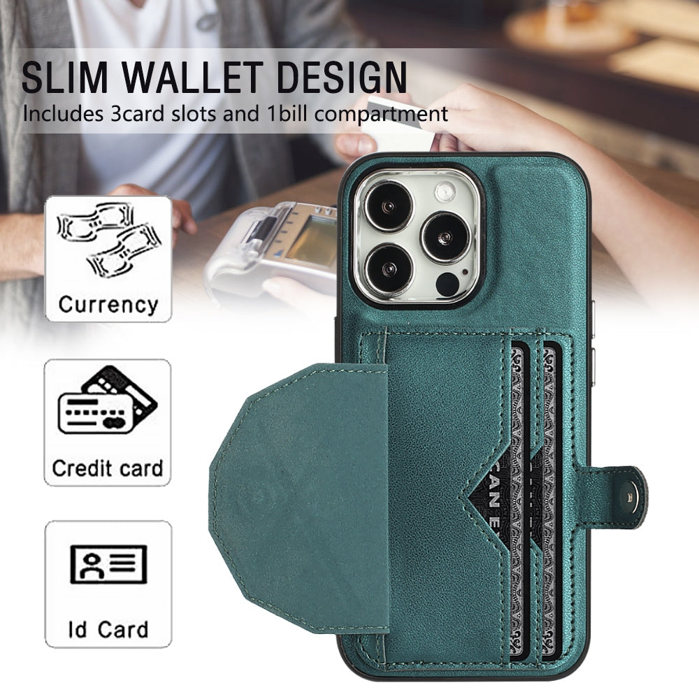 iPhone 14 Pro Shockproof Leather Phone Case with Card Holder - Stylish, Durable, and Convenient