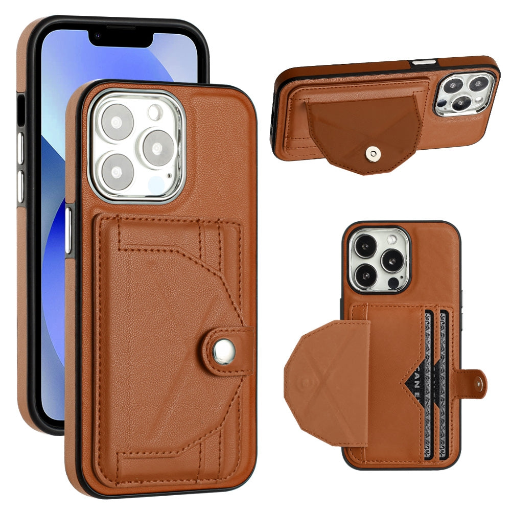 iPhone 14 Pro Shockproof Leather Phone Case with Card Holder - Stylish, Durable, and Convenient