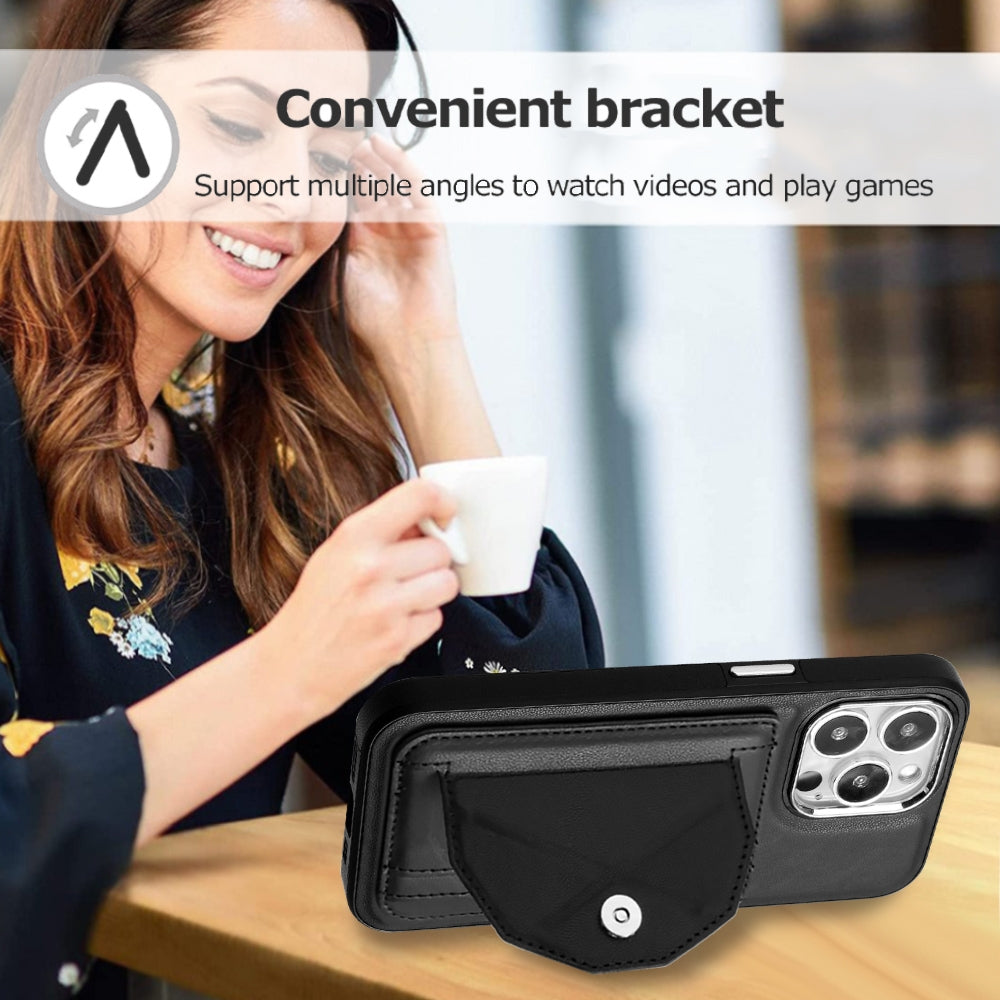 iPhone 14 Pro Shockproof Leather Phone Case with Card Holder - Stylish, Durable, and Convenient