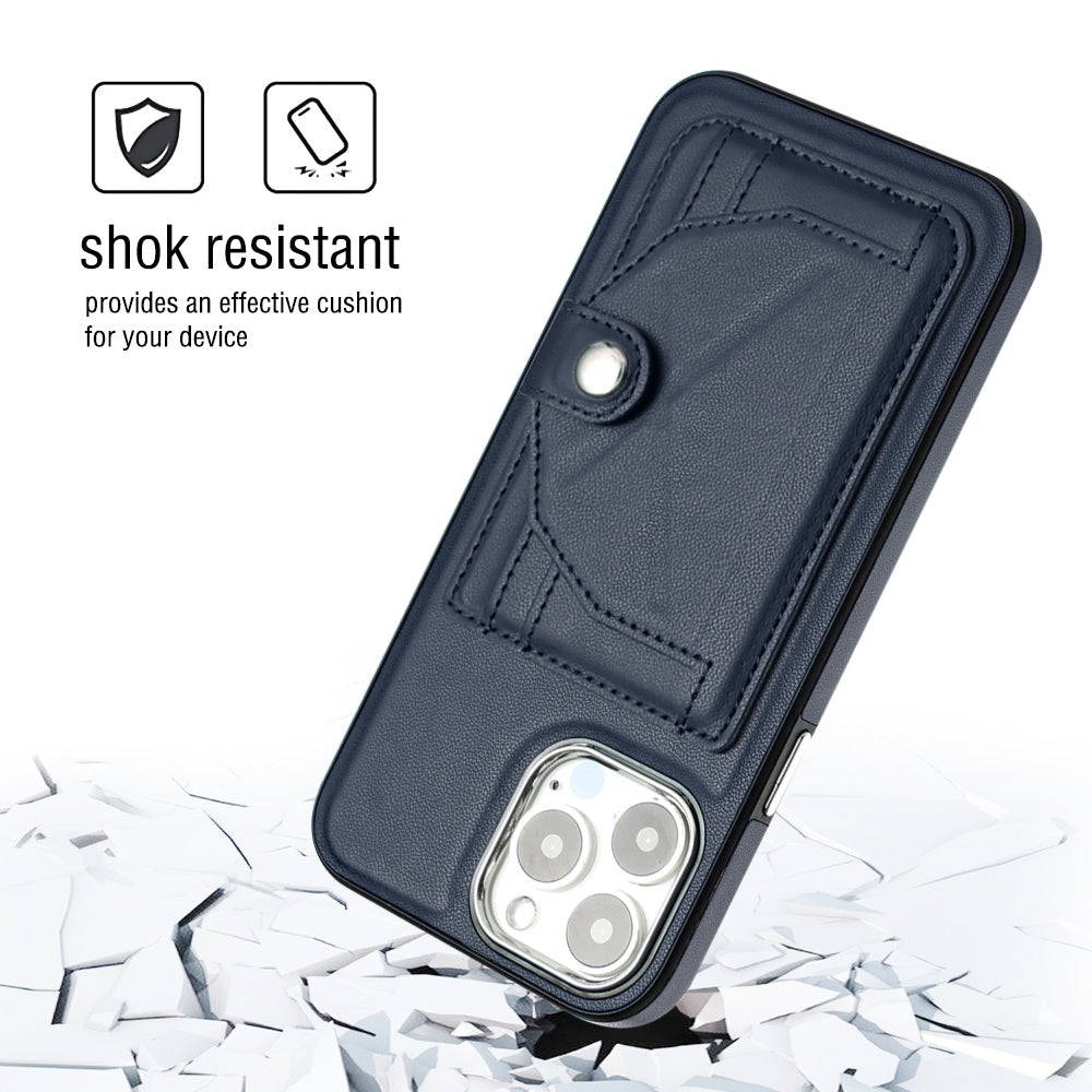 iPhone 14 Pro Max Shockproof Leather Phone Case with Card Holder - Stylish, Durable, and Convenient