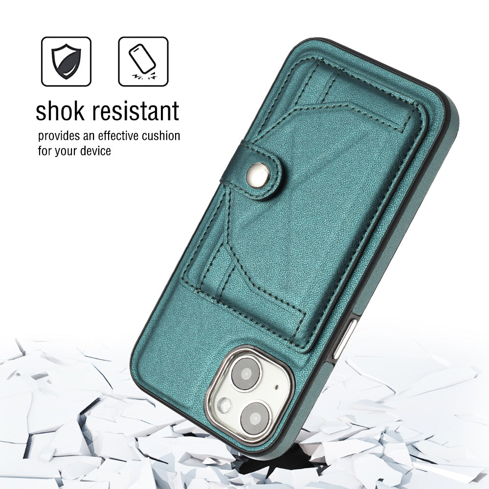 iPhone 13 Shockproof Leather Phone Case with Card Holder - Stylish, Durable, and Convenient
