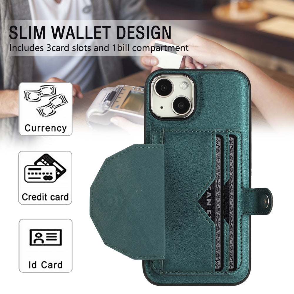 iPhone 13 Shockproof Leather Phone Case with Card Holder - Stylish, Durable, and Convenient