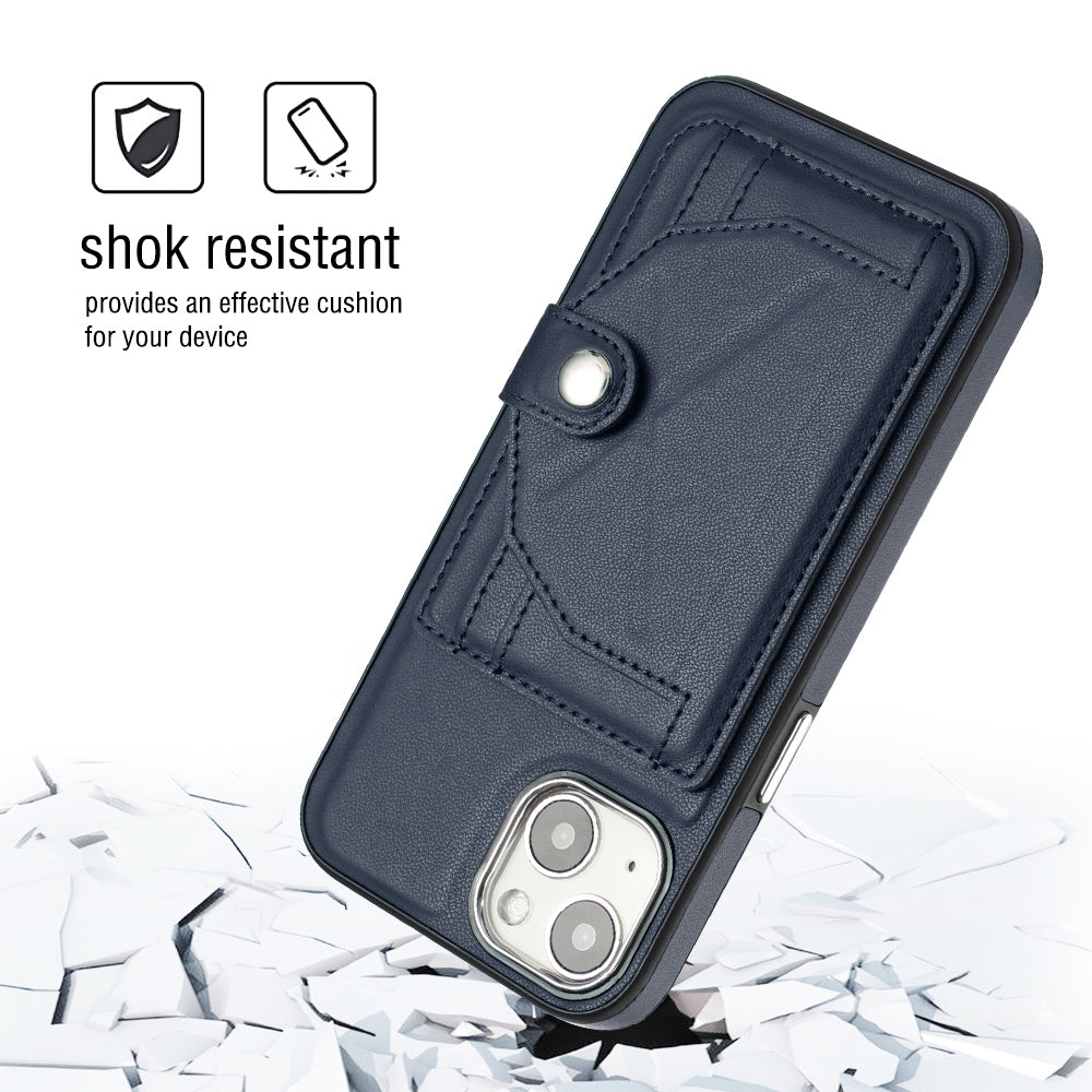 iPhone 13 Shockproof Leather Phone Case with Card Holder - Stylish, Durable, and Convenient
