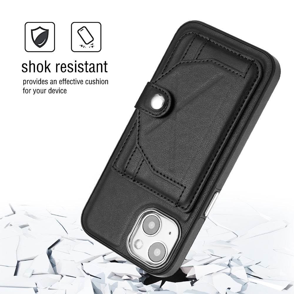 iPhone 13 Shockproof Leather Phone Case with Card Holder - Stylish, Durable, and Convenient