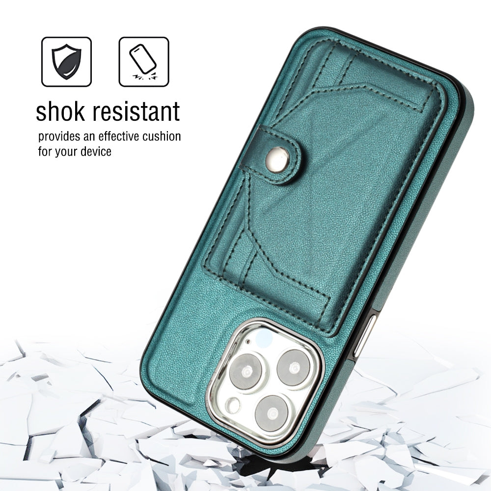 iPhone 13 Pro Shockproof Leather Phone Case with Card Holder - Stylish, Durable, and Convenient