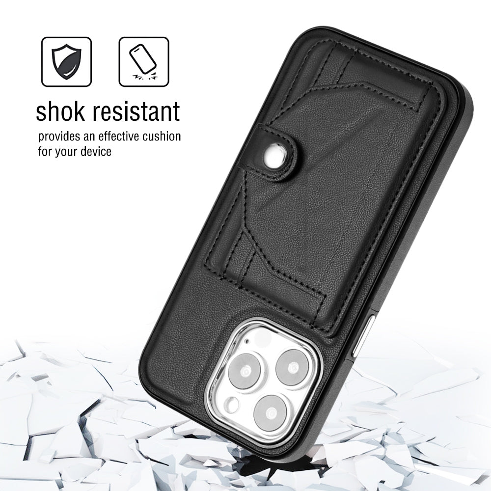 iPhone 13 Pro Shockproof Leather Phone Case with Card Holder - Stylish, Durable, and Convenient
