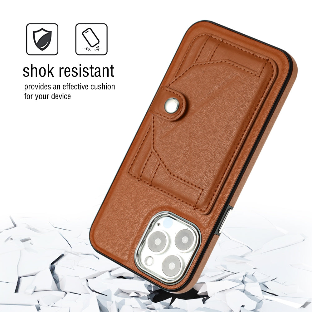 iPhone 13 Pro Max Shockproof Leather Phone Case with Card Holder - Stylish, Durable, and Convenient