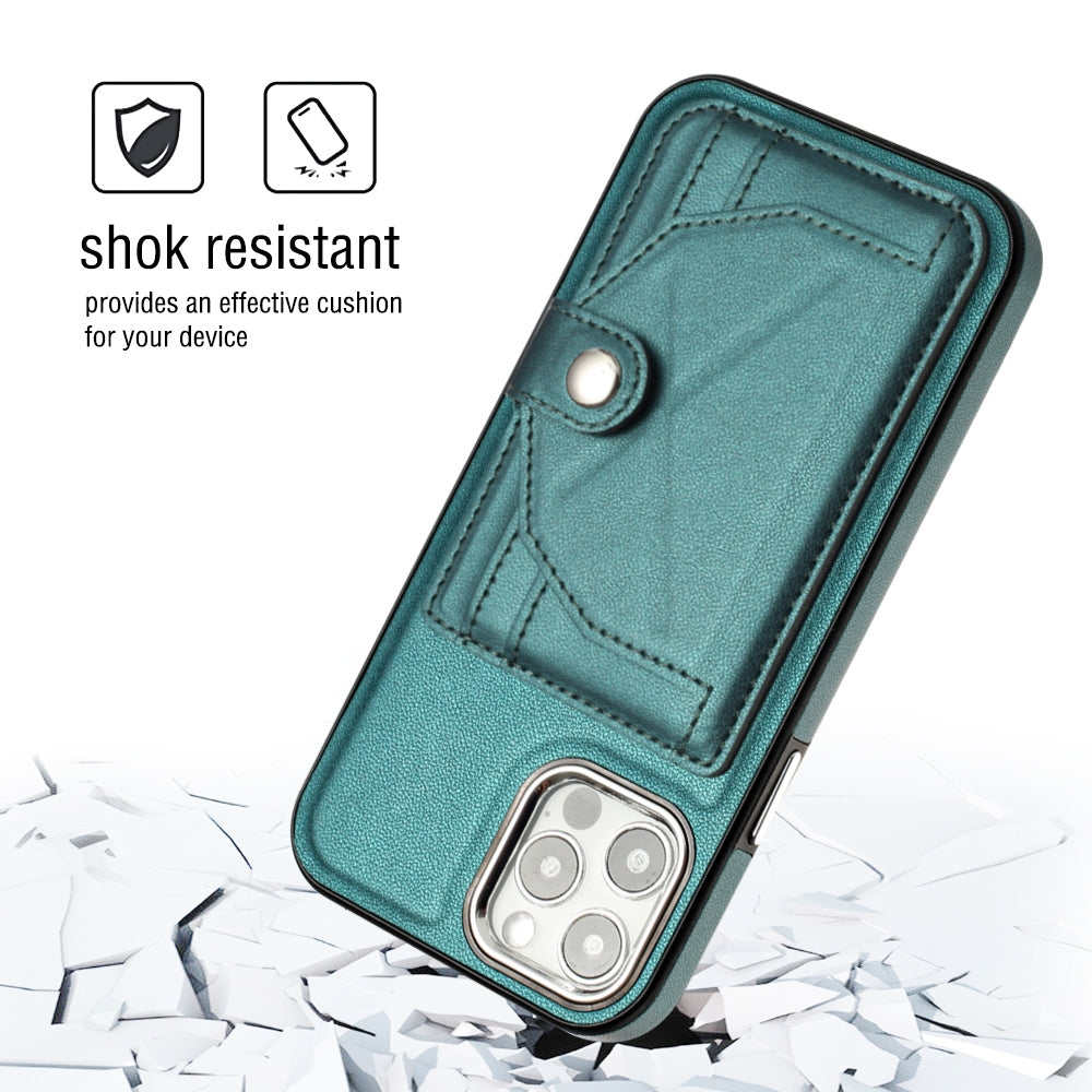 iPhone 12 Shockproof Leather Phone Case with Card Holder - Stylish, Durable, and Convenient