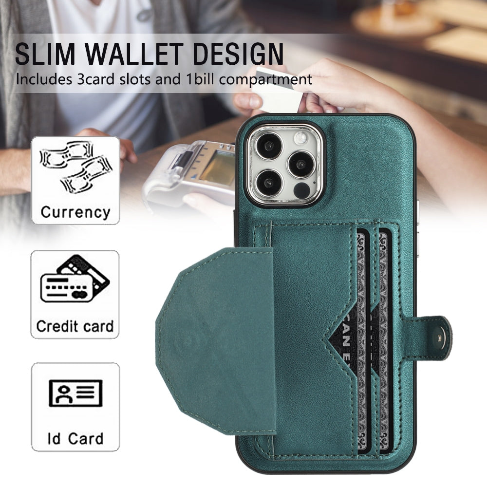 iPhone 12 Pro Shockproof Leather Phone Case with Card Holder - Stylish, Durable, and Convenient