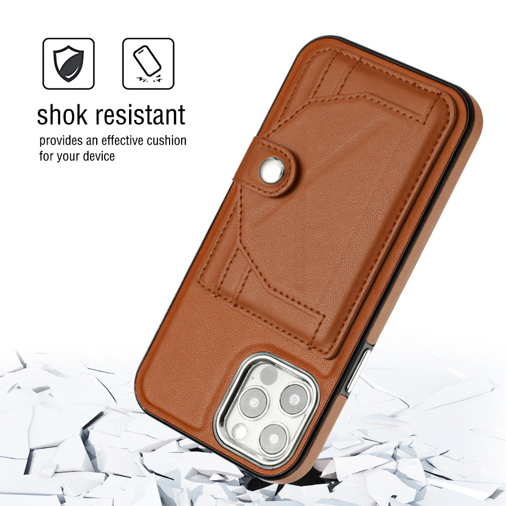 iPhone 12 Shockproof Leather Phone Case with Card Holder - Stylish, Durable, and Convenient