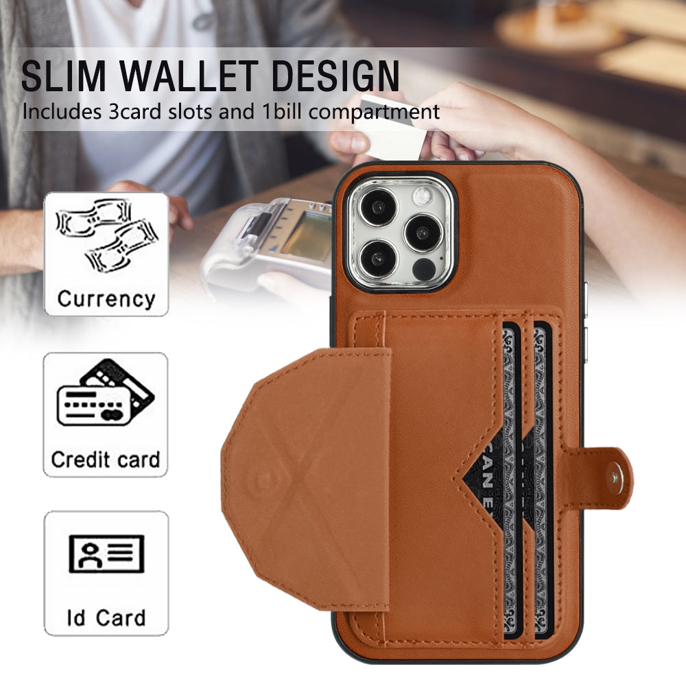 iPhone 12 Shockproof Leather Phone Case with Card Holder - Stylish, Durable, and Convenient