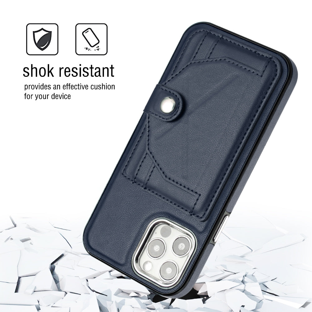 iPhone 12 Shockproof Leather Phone Case with Card Holder - Stylish, Durable, and Convenient