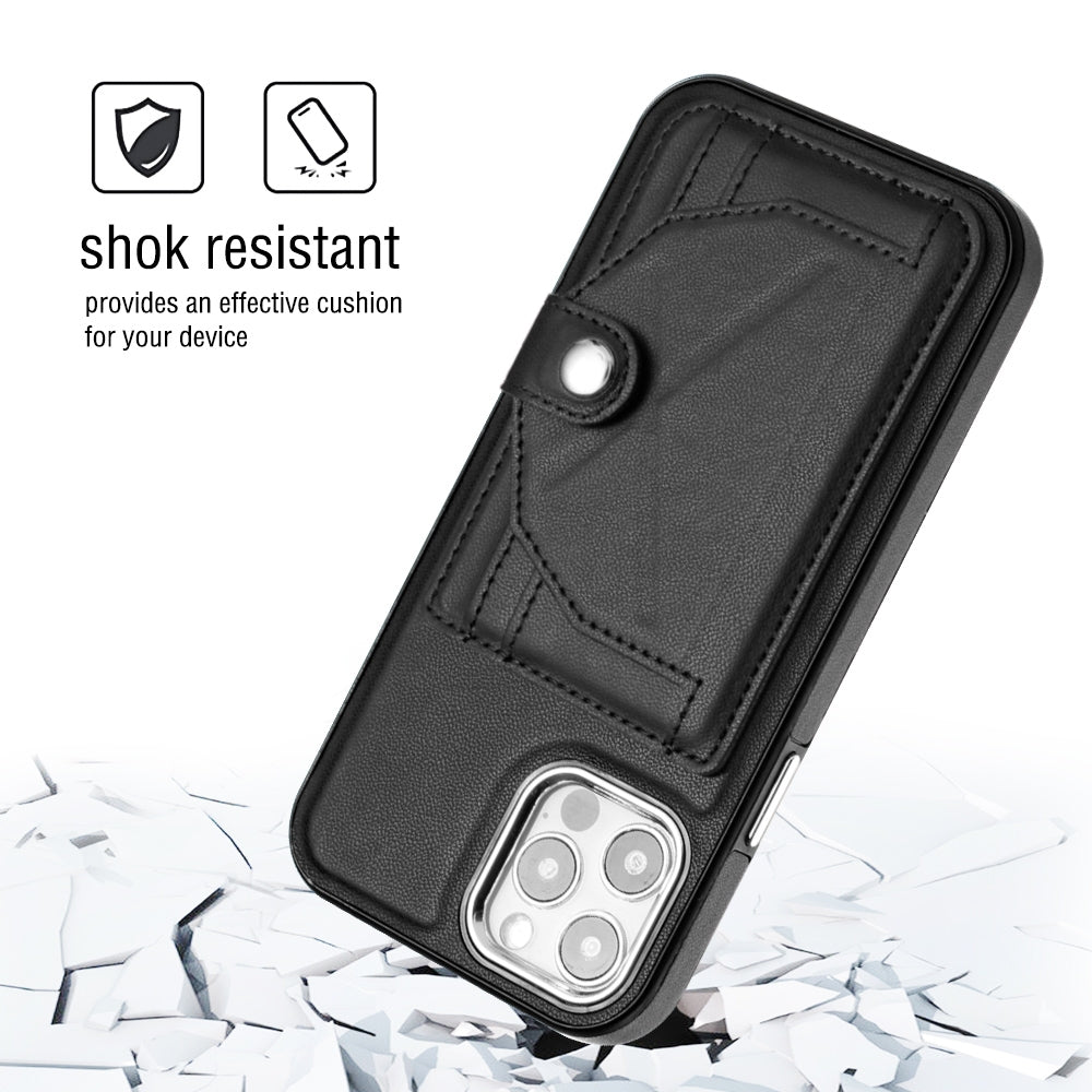 iPhone 12 Pro Shockproof Leather Phone Case with Card Holder - Stylish, Durable, and Convenient