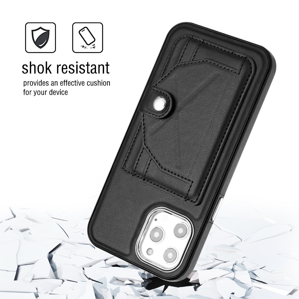 iPhone 12 Pro Max Shockproof Leather Phone Case with Card Holder - Stylish, Durable, and Convenient