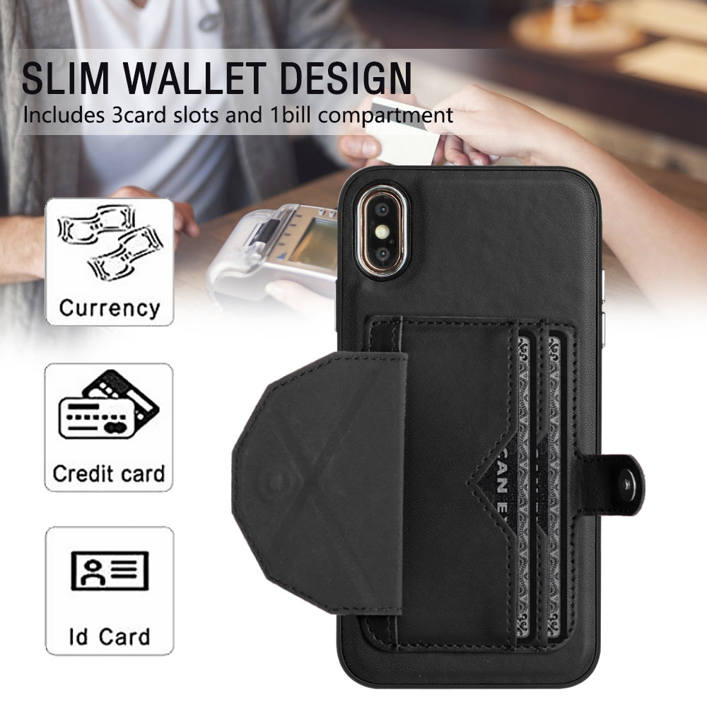iPhone XS Max Shockproof Leather Phone Case with Card Holder - Stylish, Durable, and Convenient